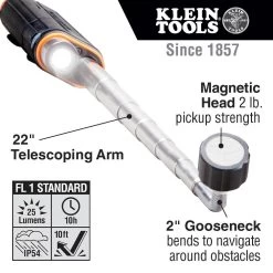 Klein Tools Telescoping Magnetic LED Pickup Tool, Model 56027 13 Klein Tools Telescoping Magnetic LED Pickup Tool, Model 56027 -Famous Lighting Store 56027 callout