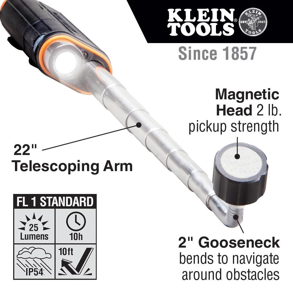 Klein Tools Telescoping Magnetic LED Pickup Tool, Model 56027 8 Klein Tools Telescoping Magnetic LED Pickup Tool, Model 56027 - Image 6