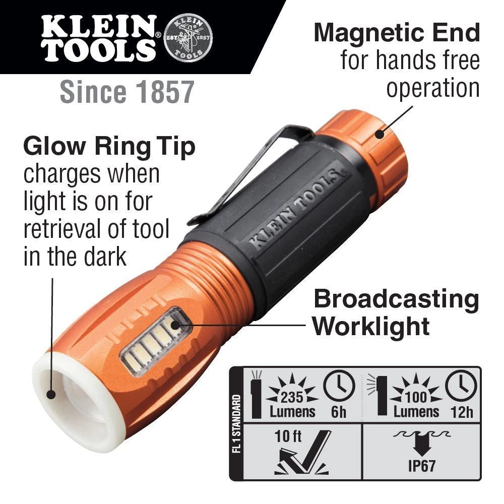 Klein Tools LED Flashlight With Worklight, Model 56028 4 Klein Tools LED Flashlight With Worklight, Model 56028 - Image 2