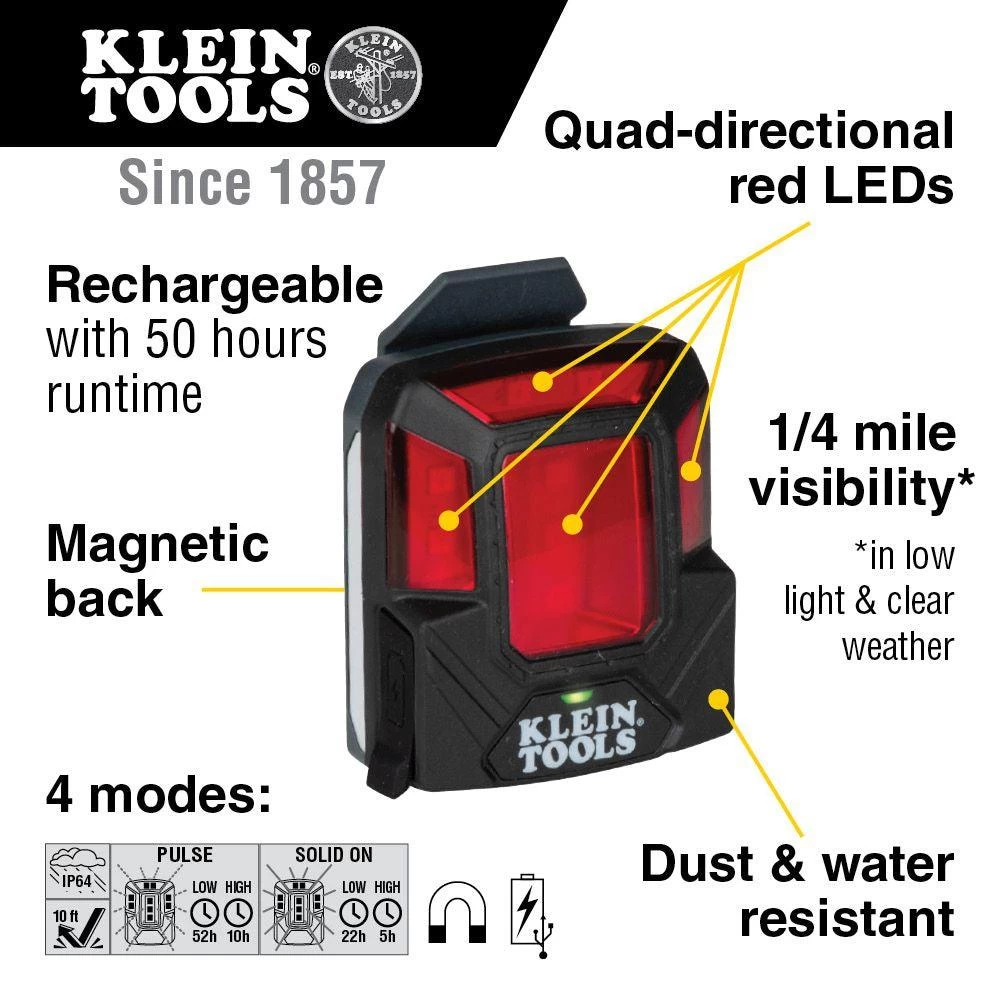 Klein Tools Rechargeable Safety Lamp With Magnet, Model 56063* 4 Klein Tools Rechargeable Safety Lamp With Magnet, Model 56063* - Image 2