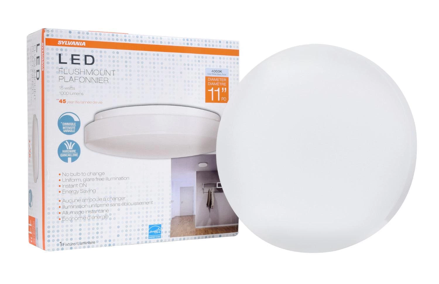 LEDVANCE Sylvania 11 Inch LED Drum Flush Luminarie 15W, Bright White 4000K, Model LEDFLUSHDRM11IN40 3 LEDVANCE Sylvania 11 Inch LED Drum Flush Luminarie 15W, Bright White 4000K, Model LEDFLUSHDRM11IN40