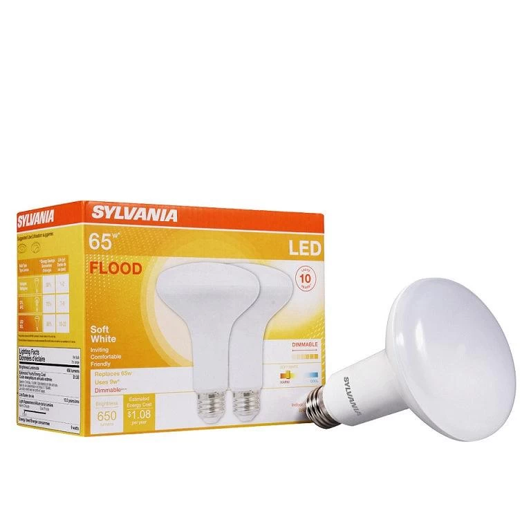 LEDVANCE Sylvania Contractor Series BR30 Reflector 9W, Warm White 2700K LED Light Bulb (Pack Of 2), Model 73954 4 LEDVANCE Sylvania Contractor Series BR30 Reflector 9W, Warm White 2700K LED Light Bulb (Pack Of 2), Model 73954 - Image 2