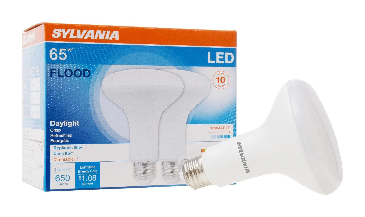 LEDVANCE Sylvania Contractor Series BR30 Reflector 9W, Daylight White 5000K LED Light Bulb (Pack Of 2), Model 73956 4 LEDVANCE Sylvania Contractor Series BR30 Reflector 9W, Daylight White 5000K LED Light Bulb (Pack Of 2), Model 73956 - Image 2