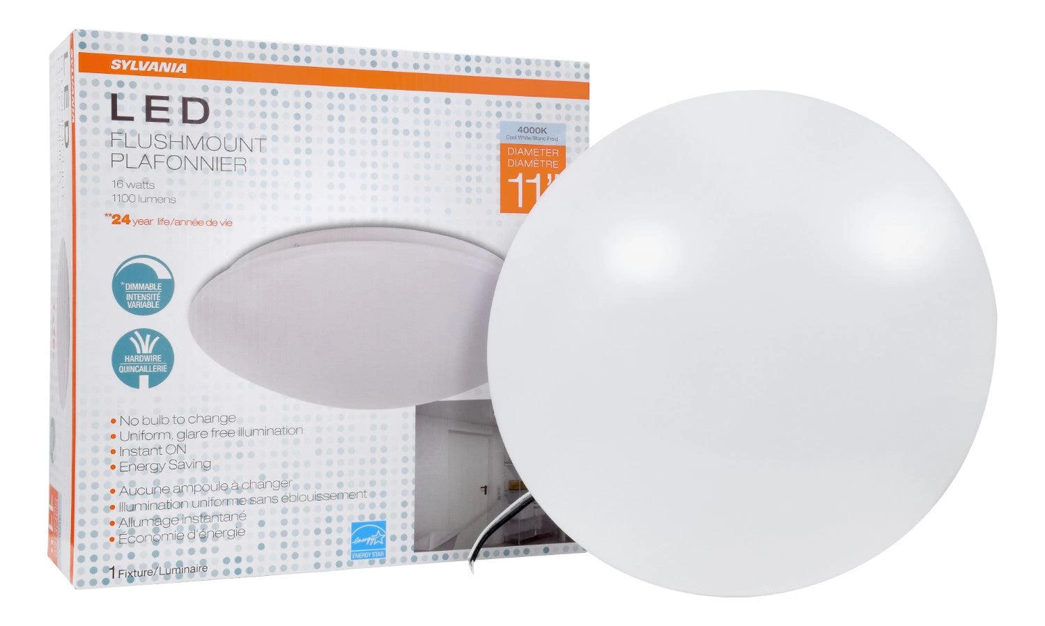 LEDVANCE Sylvania 11 Inch LED Surface Mount Luminaire 17.5 W, Bright White 4000K, Model 74306 4 LEDVANCE Sylvania 11 Inch LED Surface Mount Luminaire 17.5 W, Bright White 4000K, Model 74306 - Image 2