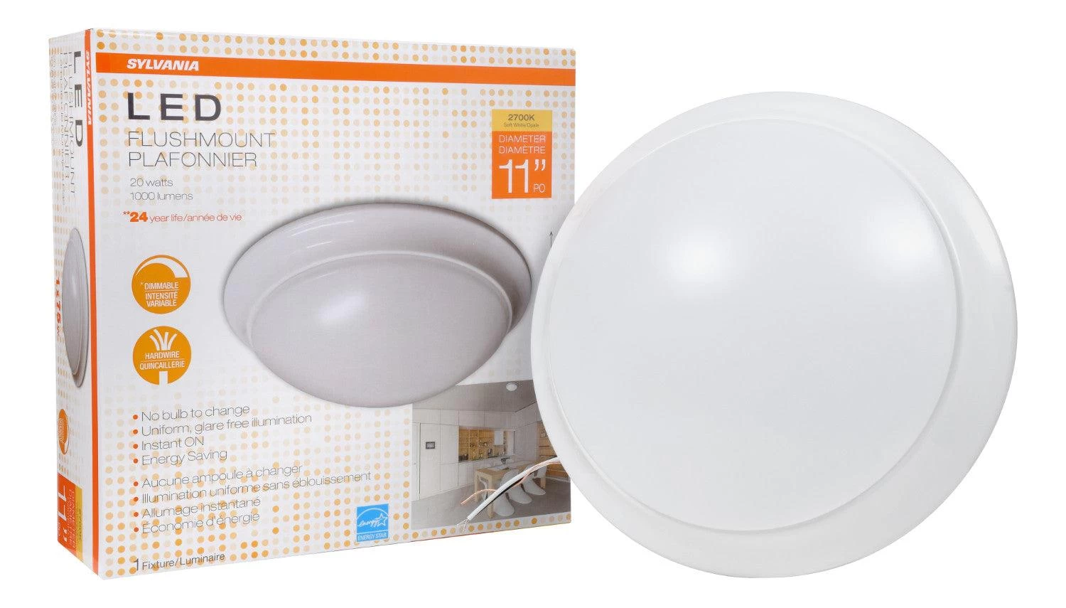LEDVANCE Sylvania 11 Inch LED Flush Mount Cloud With Trim, 21W, Warm White 2700K, Model 74307 4 LEDVANCE Sylvania 11 Inch LED Flush Mount Cloud With Trim, 21W, Warm White 2700K, Model 74307 - Image 2