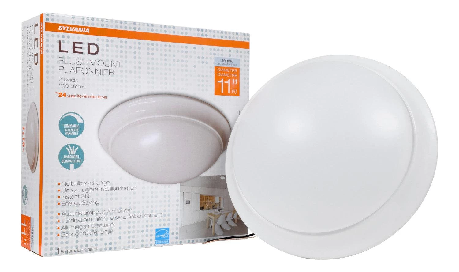 LEDVANCE Sylvania 11 Inch LED Flush Mount Cloud With Trim 21W, Bright White 4000K, Model 74308 4 LEDVANCE Sylvania 11 Inch LED Flush Mount Cloud With Trim 21W, Bright White 4000K, Model 74308 - Image 2