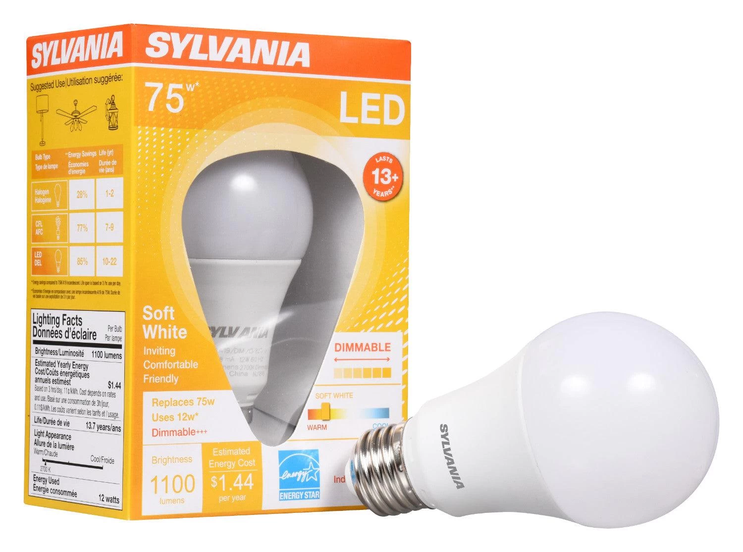 LEDVANCE Sylvania Ultra A19, 12W Warm White 2700K LED Light Bulb, Model 74685 4 LEDVANCE Sylvania Ultra A19, 12W Warm White 2700K LED Light Bulb, Model 74685 - Image 2
