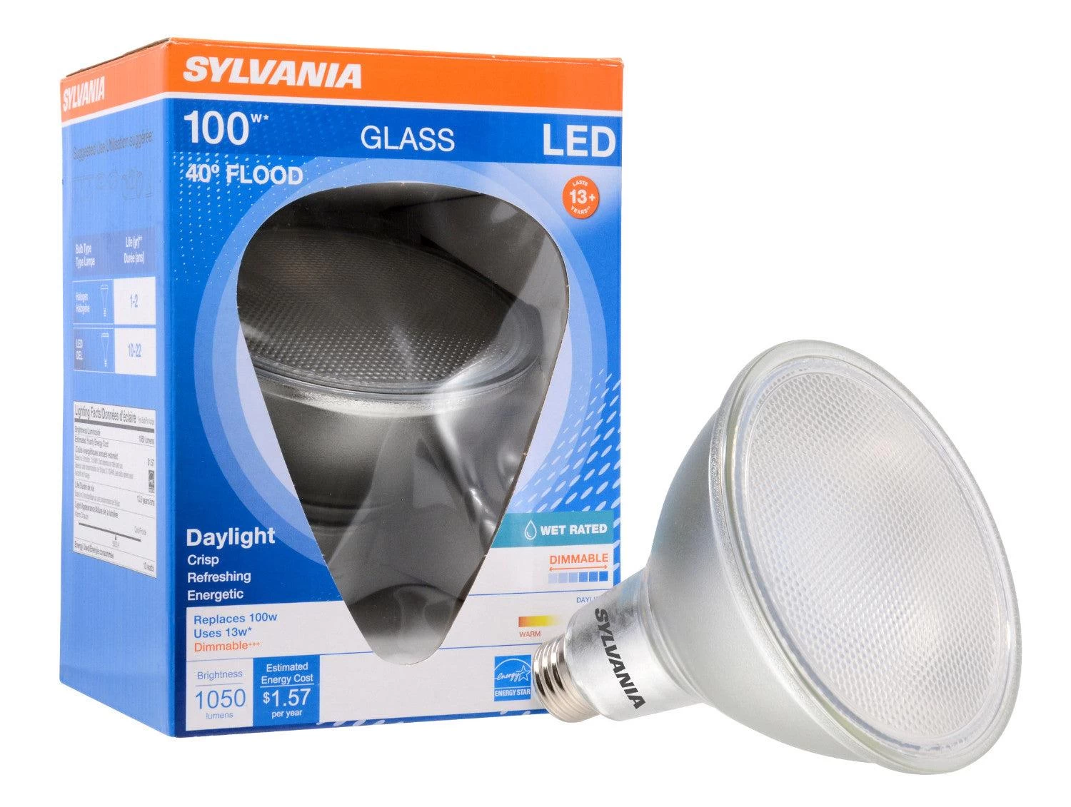 LEDVANCE Sylvania Ultra Glass PAR38 Dimmable 13W, Daylight White 5000K LED Light Bulb, Model 74948 4 LEDVANCE Sylvania Ultra Glass PAR38 Dimmable 13W, Daylight White 5000K LED Light Bulb, Model 74948 - Image 2