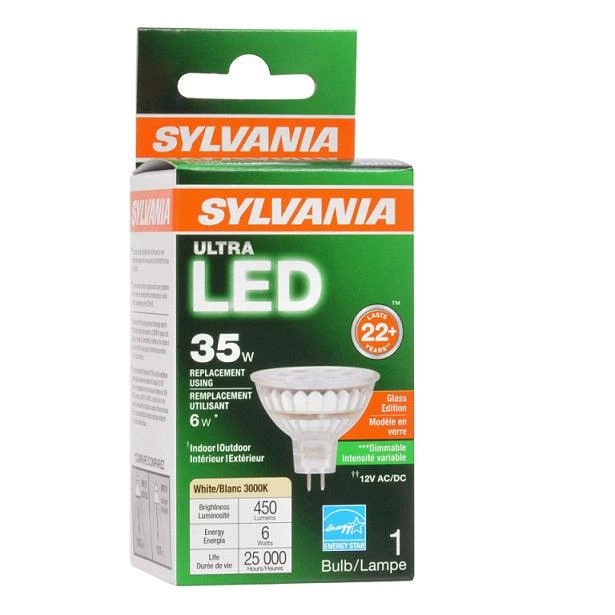 LEDVANCE Sylvania Ultra Glass MR16 Dimmable 6W, Soft White 3000K LED Light Bulb, Model 78239 4 LEDVANCE Sylvania Ultra Glass MR16 Dimmable 6W, Soft White 3000K LED Light Bulb, Model 78239 - Image 2