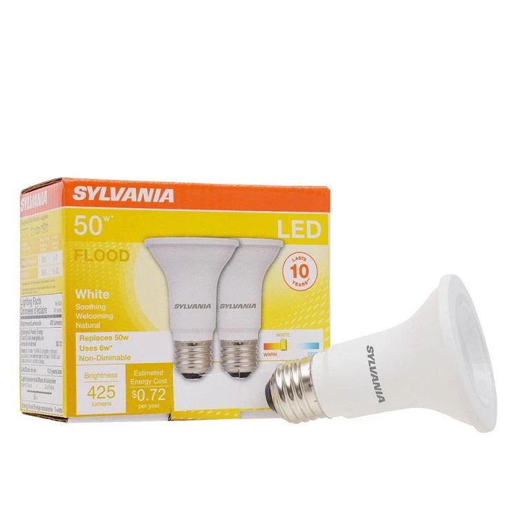 LEDVANCE Sylvania Contractor Series PAR20 6W, Soft White 3000K LED Light Bulb (Pack Of 2), Model 79279 4 LEDVANCE Sylvania Contractor Series PAR20 6W, Soft White 3000K LED Light Bulb (Pack Of 2), Model 79279 - Image 2