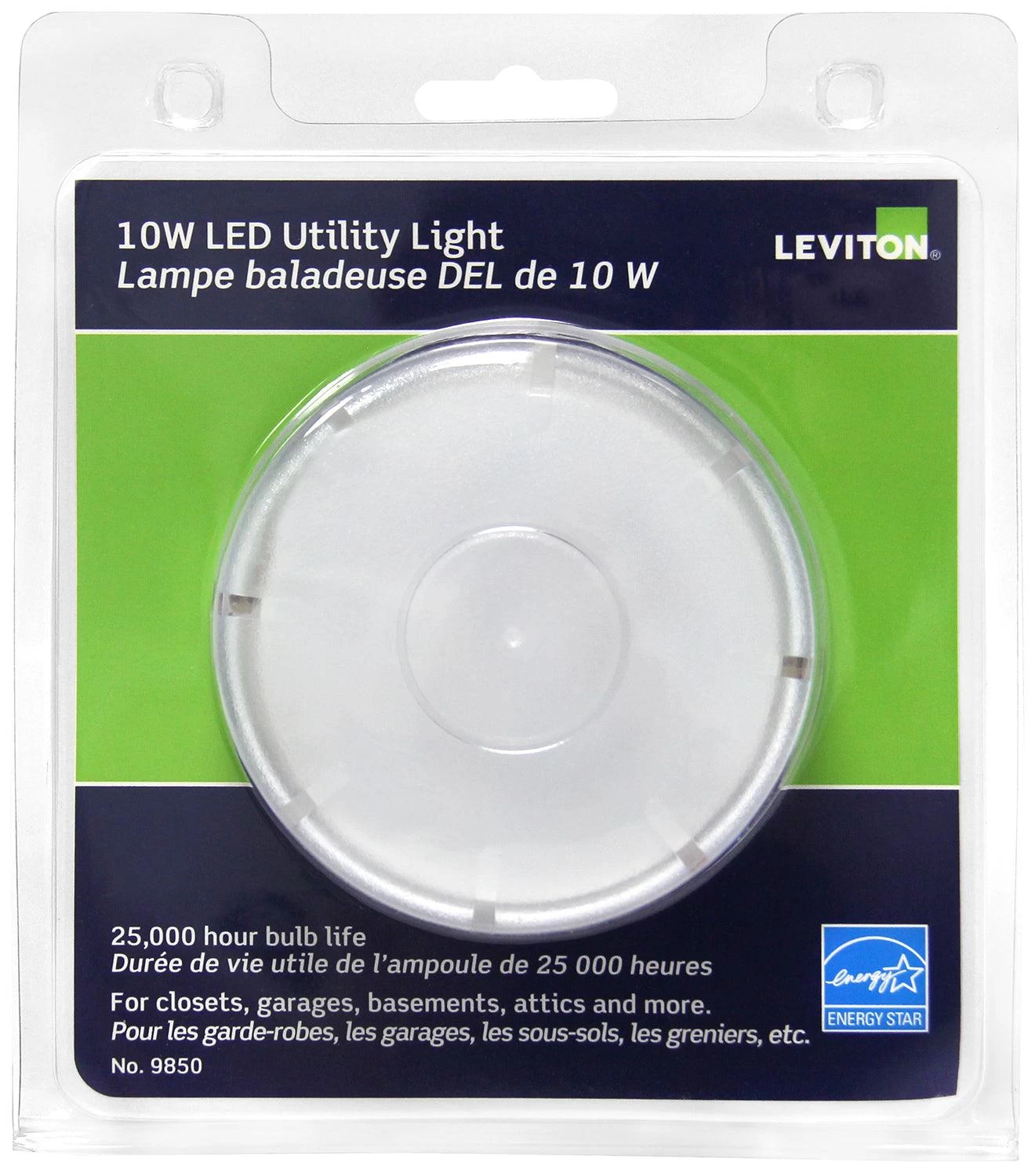 Leviton 10W LED Keyless Ceiling Utility Light - White 3 Leviton 10W LED Keyless Ceiling Utility Light - White