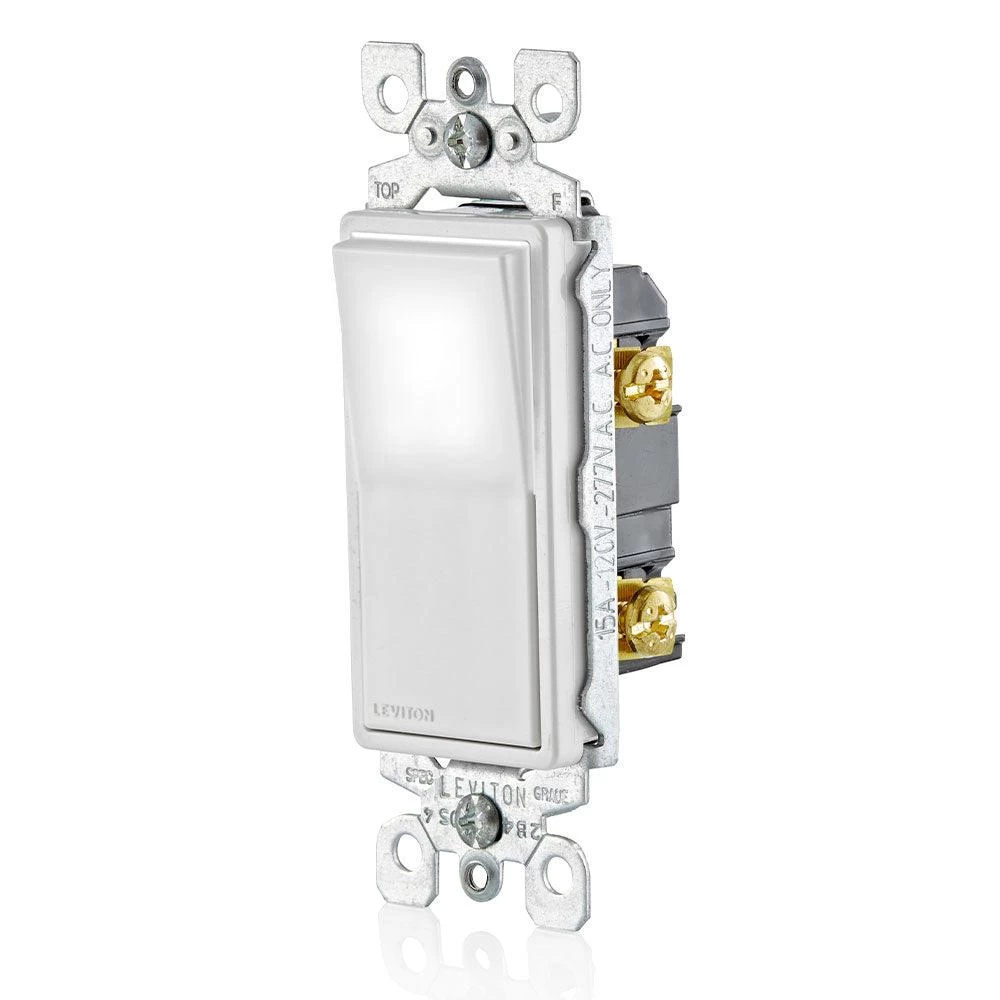 Leviton 15Amp Decora LED Illuminated Rocker Single-Pole Switch, Model L5611-2W 4 Leviton 15Amp Decora LED Illuminated Rocker Single-Pole Switch, Model L5611-2W - Image 2