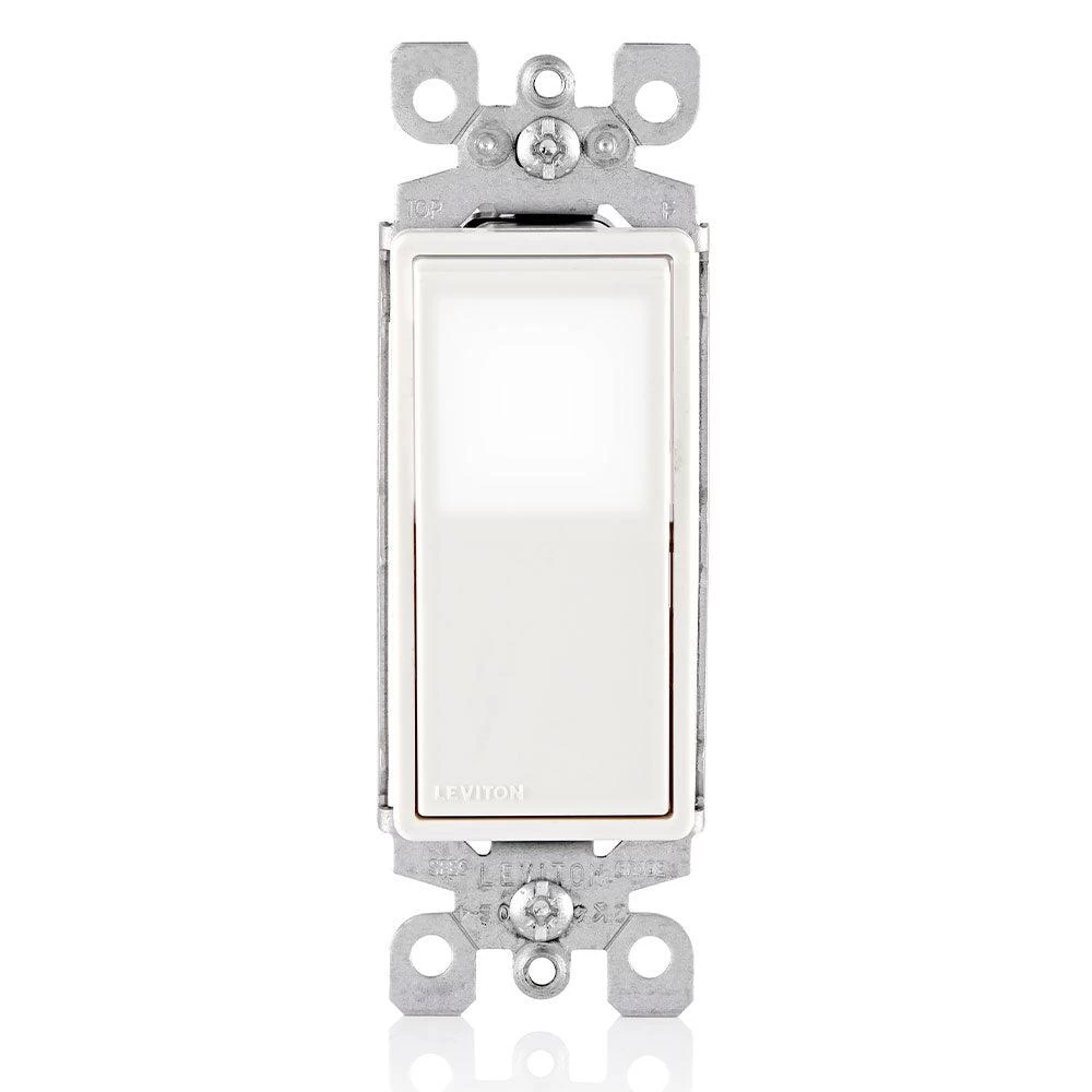 Leviton 15Amp Decora LED Illuminated Rocker Single-Pole Switch, Model L5611-2W