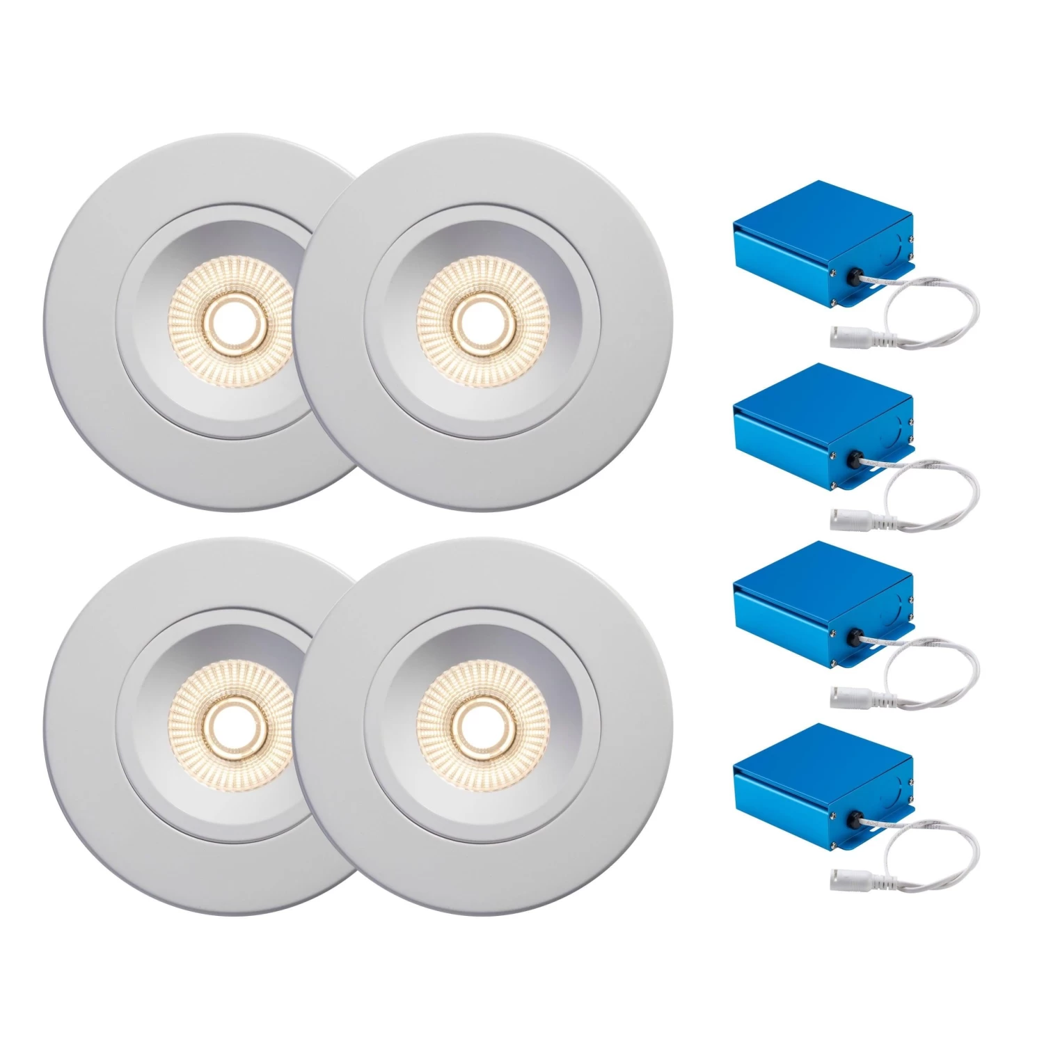 Liteline Package Of 4x 4" Luna LED White Round Regressed Gimbal Recessed Fixture, Dim To Warm, Including 1x OnCloud Dimmer, Model RA4-12RG-DTW90WH-4KT 3 Liteline Package Of 4x 4" Luna LED White Round Regressed Gimbal Recessed Fixture, Dim To Warm, Including 1x OnCloud Dimmer, Model RA4-12RG-DTW90WH-4KT