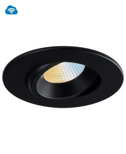 Liteline 4" Smart OnCloud Luna Black Round Gimbal Recessed Fixture, Model RA4-12RG-WZ-90BK*
