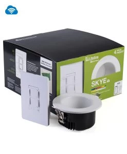 Liteline Package Of 4x 4" White Skye OnCloud Recessed Fixture Including 1x OnCloud Room Controller, Model SLMB4-RGBTW-WH-4KT*